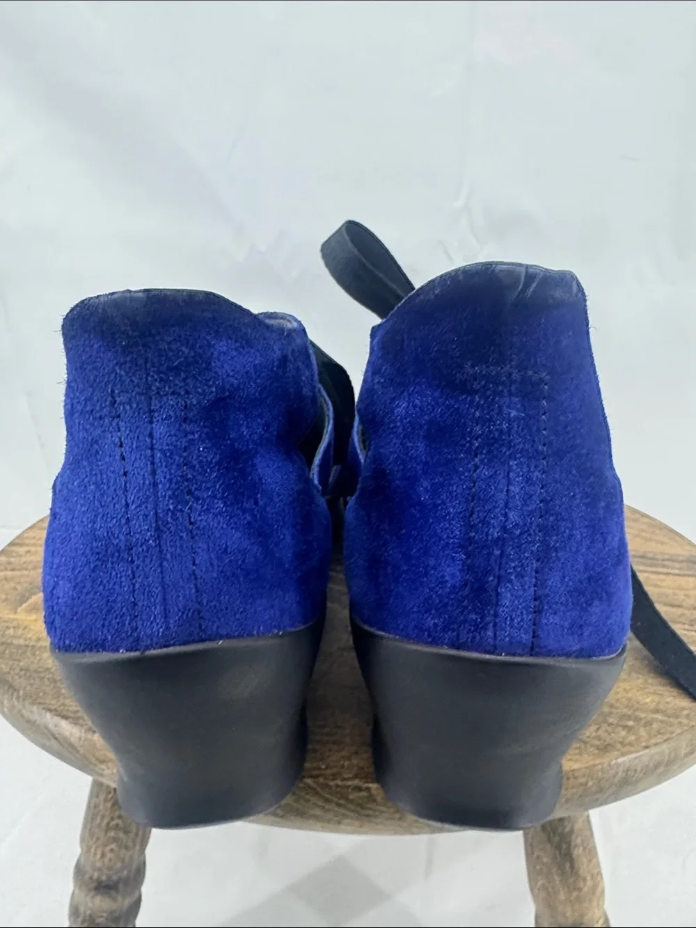 Wolky Womens Blue Suede Platform Wedge Lace-up Sandals, Cutouts & Ankle Ties, 41